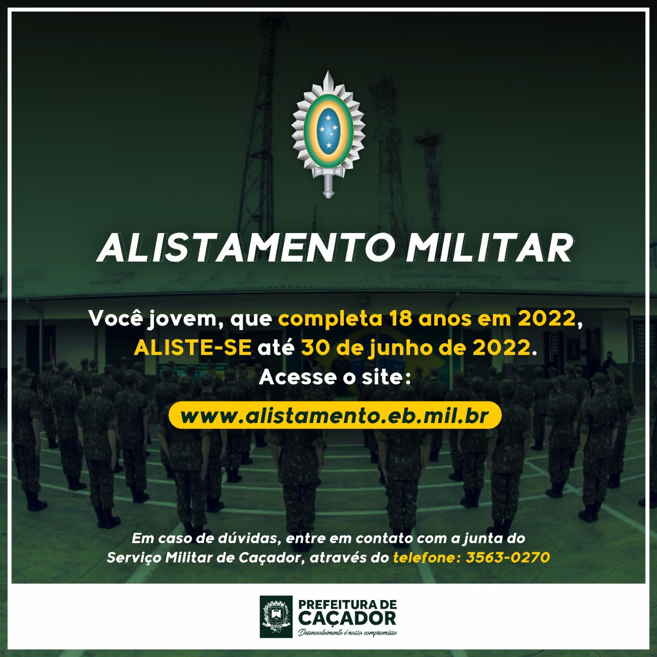 Alistamento Militar: Jovens que completam 18 anos em 2022